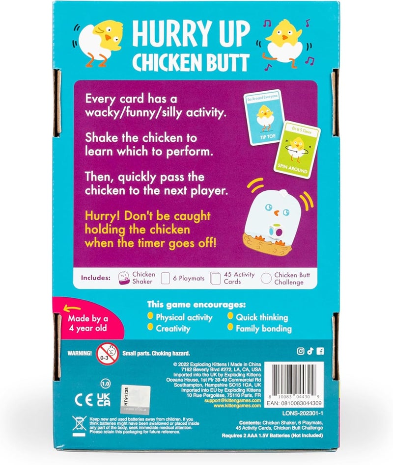 Exploding Kittens Hurry Up Chicken Butt 2-6 Players - Ages 4+ - 2 Minutes to Play - Hot Potato Style Card Game - Fun Card Game, Family Game Night, Creative Kids Game - Image 2